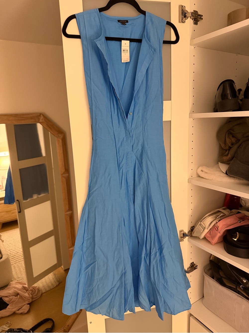 Massimo Dutti Sky Blue Sleeveless Midi Dress